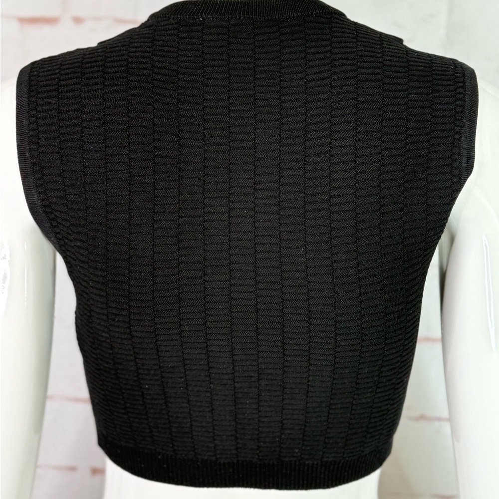 NEW ZARA S Black Sleeveless Crop Top Knit Vest Gold Button Accents Small NWT - Picture 4 of 15